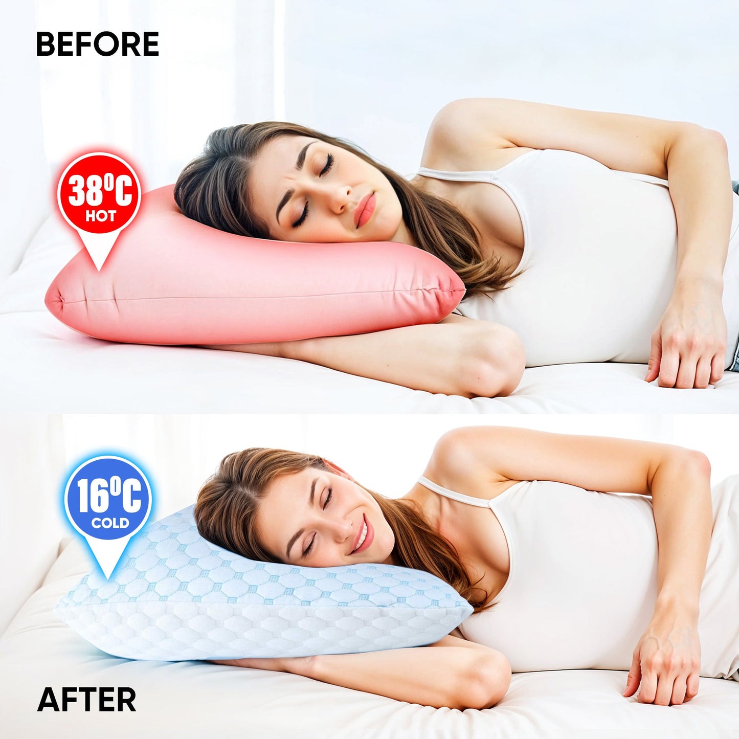 Cooling gel-infused pillow for hot sleepers