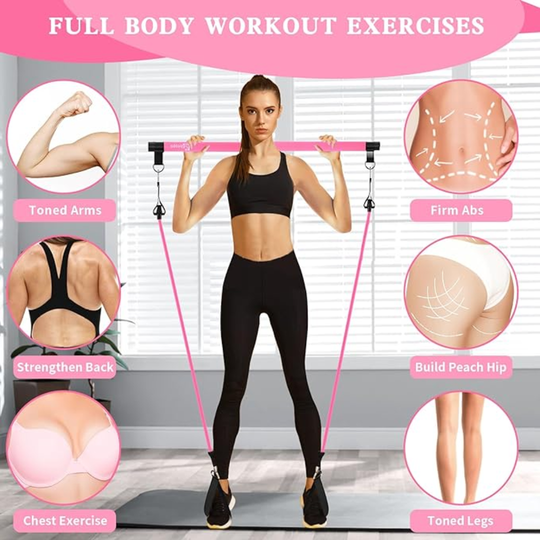 Multi-functional Pilates bar full-body home workout stretching system