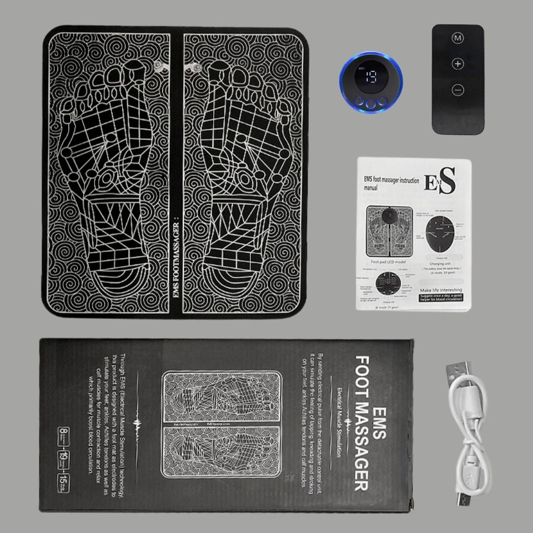 EMS electric pulse foot massager mat for circulation and plantar fasciitis