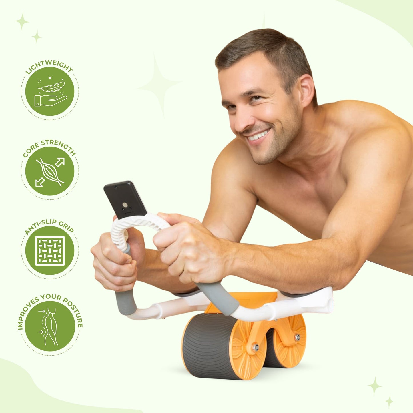 Ab exercise roller with timer and support