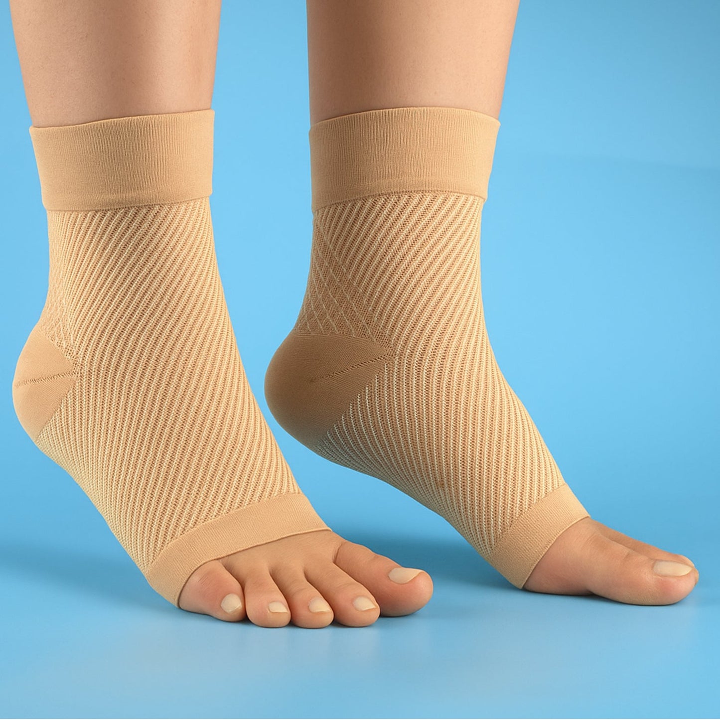 Open-toe plantar fasciitis compression sleeves for arch and heel support