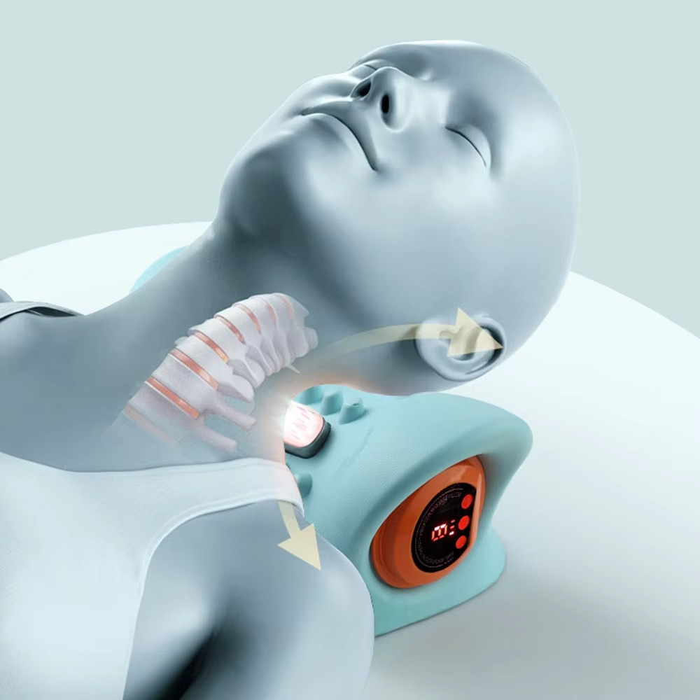 Cervical neck and shoulder relaxer with built-in vibration massager