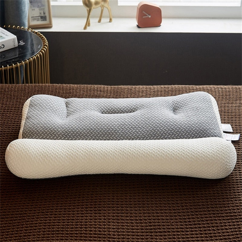 Ergonomic cervical microfiber pillow for side, back and stomach sleepers