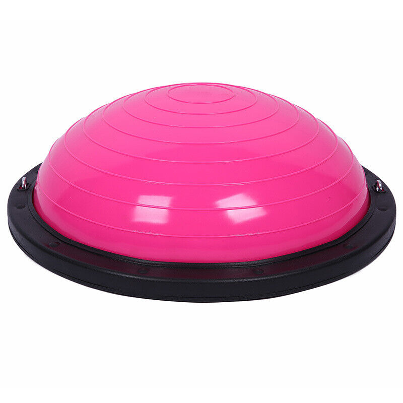Half-ball balance trainer with resistance bands for yoga and stability