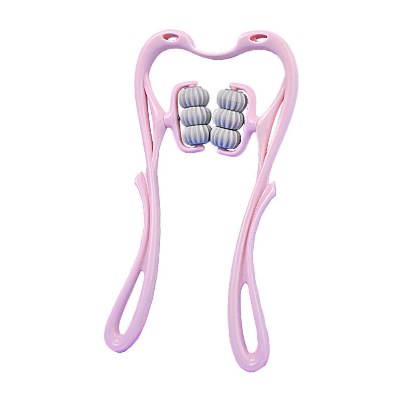 Manual 6-roller neck and shoulder trigger point massager for tension