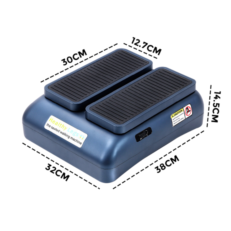 Electric seated under-desk leg exerciser with automatic pedals