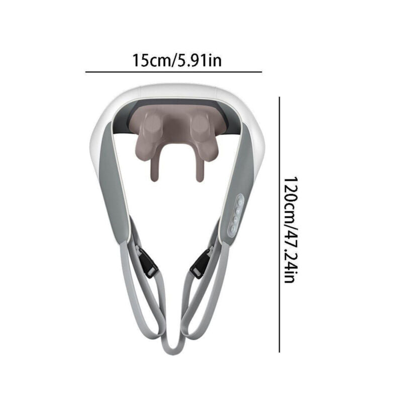 Neck and shoulder shiatsu heat massager wrap with kneading