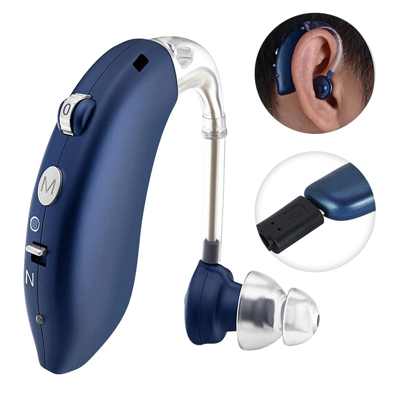 Rechargeable behind-the-ear digital hearing aid with noise reduction