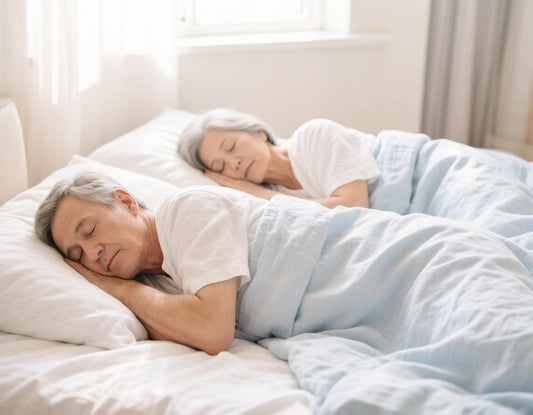 Couple sleeping peacefully, the man sleeping on his side