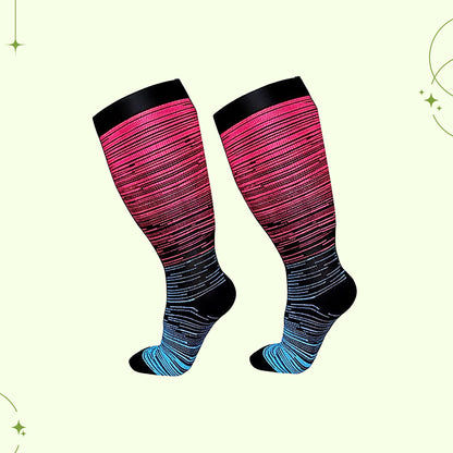 Wide calf knee-high compression socks pair