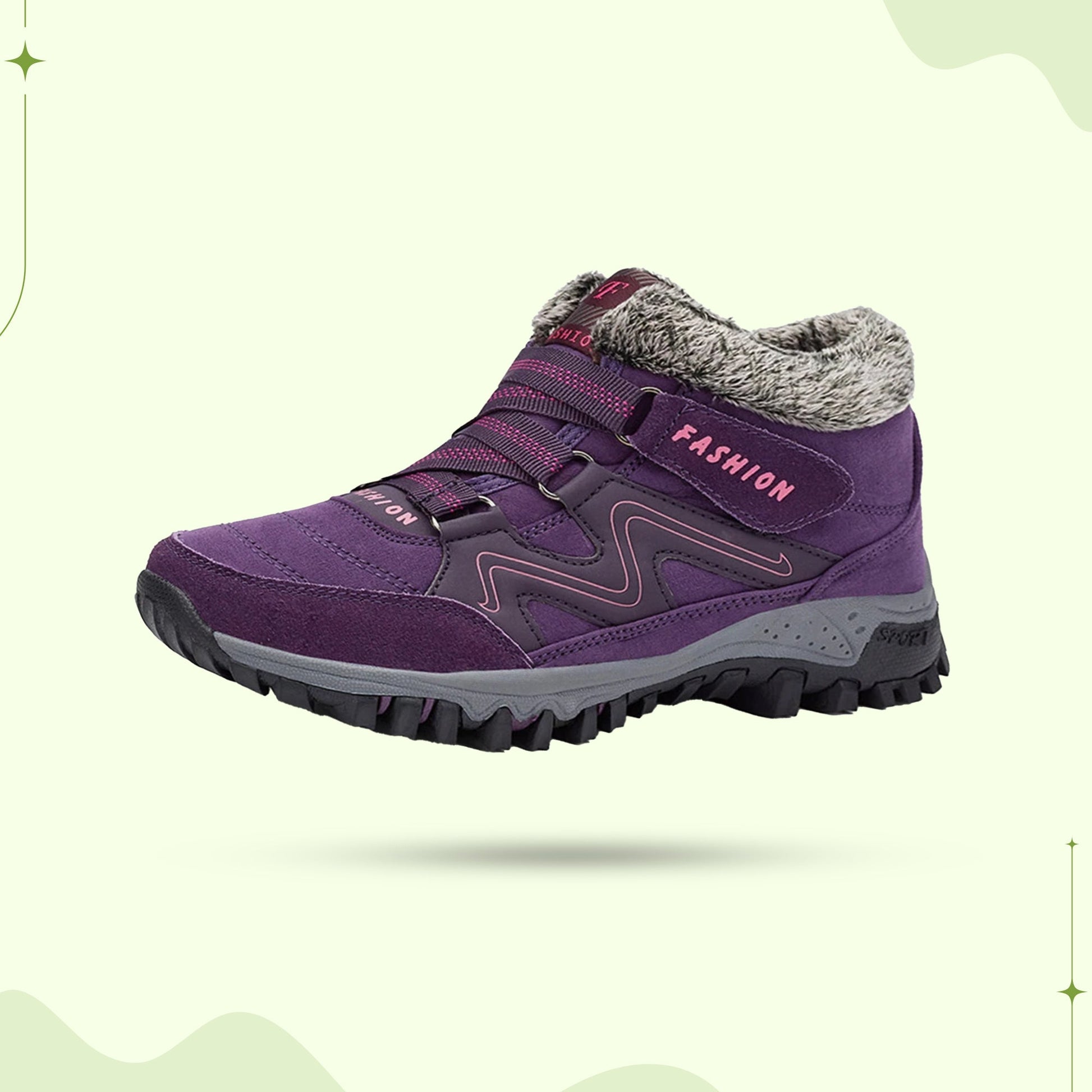 Women's fur-lined winter walking and trekking shoes