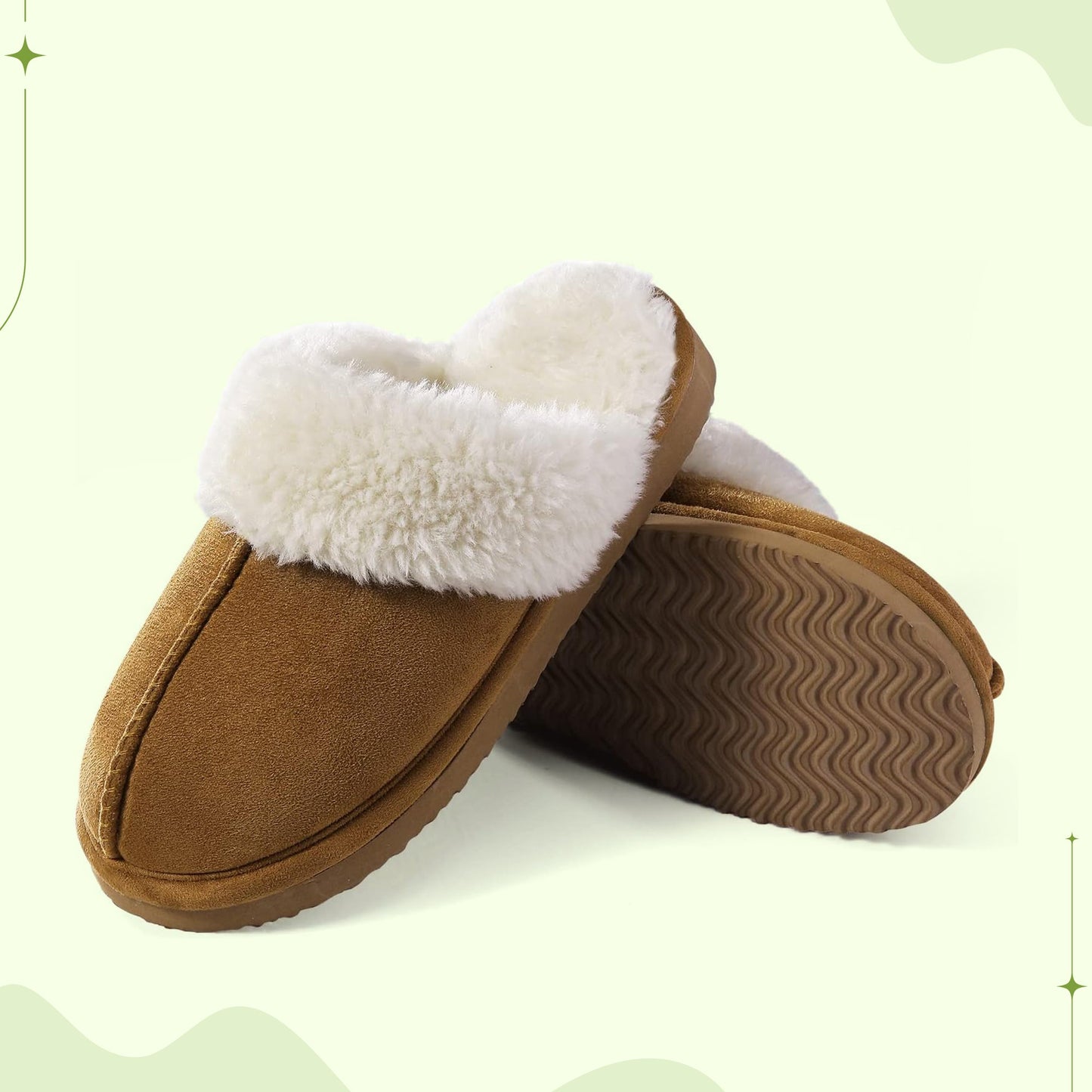 Comfy wool slippers with suede upper