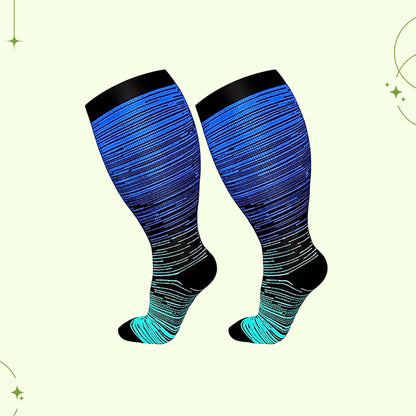 Wide calf knee-high compression socks pair