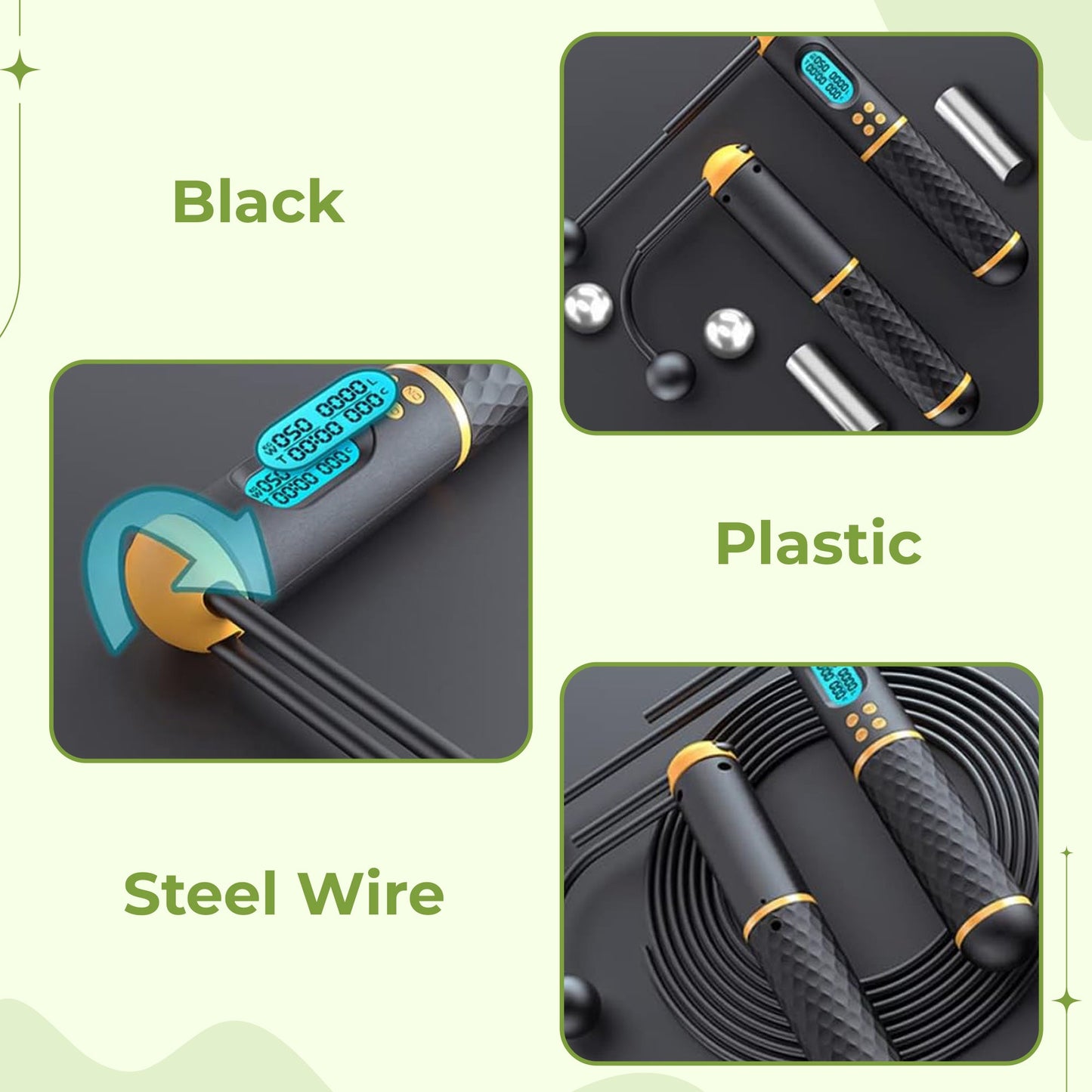 Smart digital counting jump rope with vibration reminder
