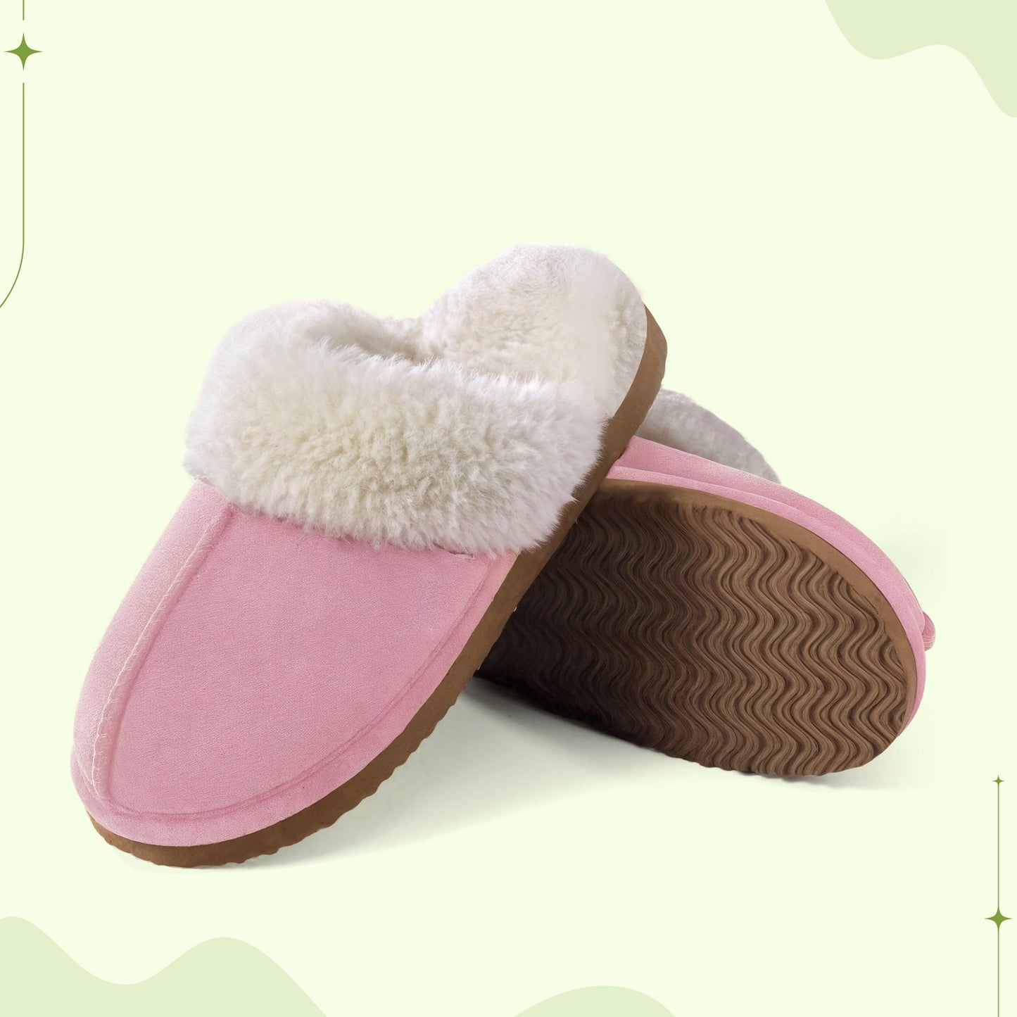 Comfy wool slippers with suede upper