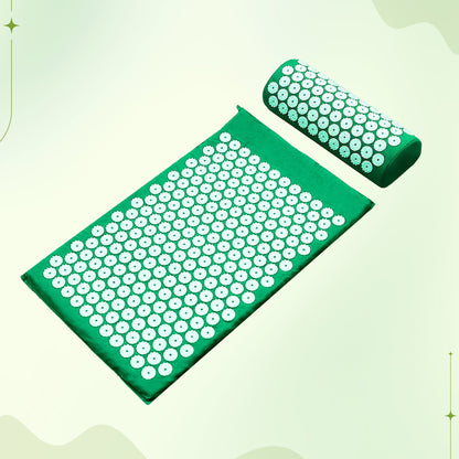 Acupressure mat and pillow set for relaxation
