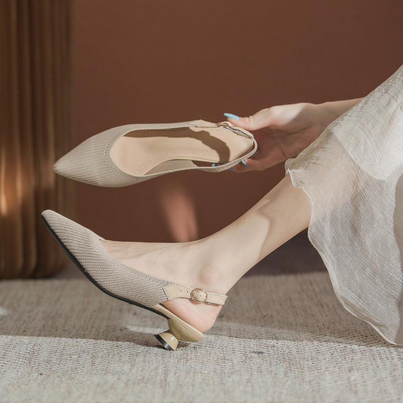 Women's chunky low-heeled sandals skin-friendly lining