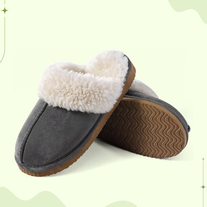 Comfy wool slippers with suede upper