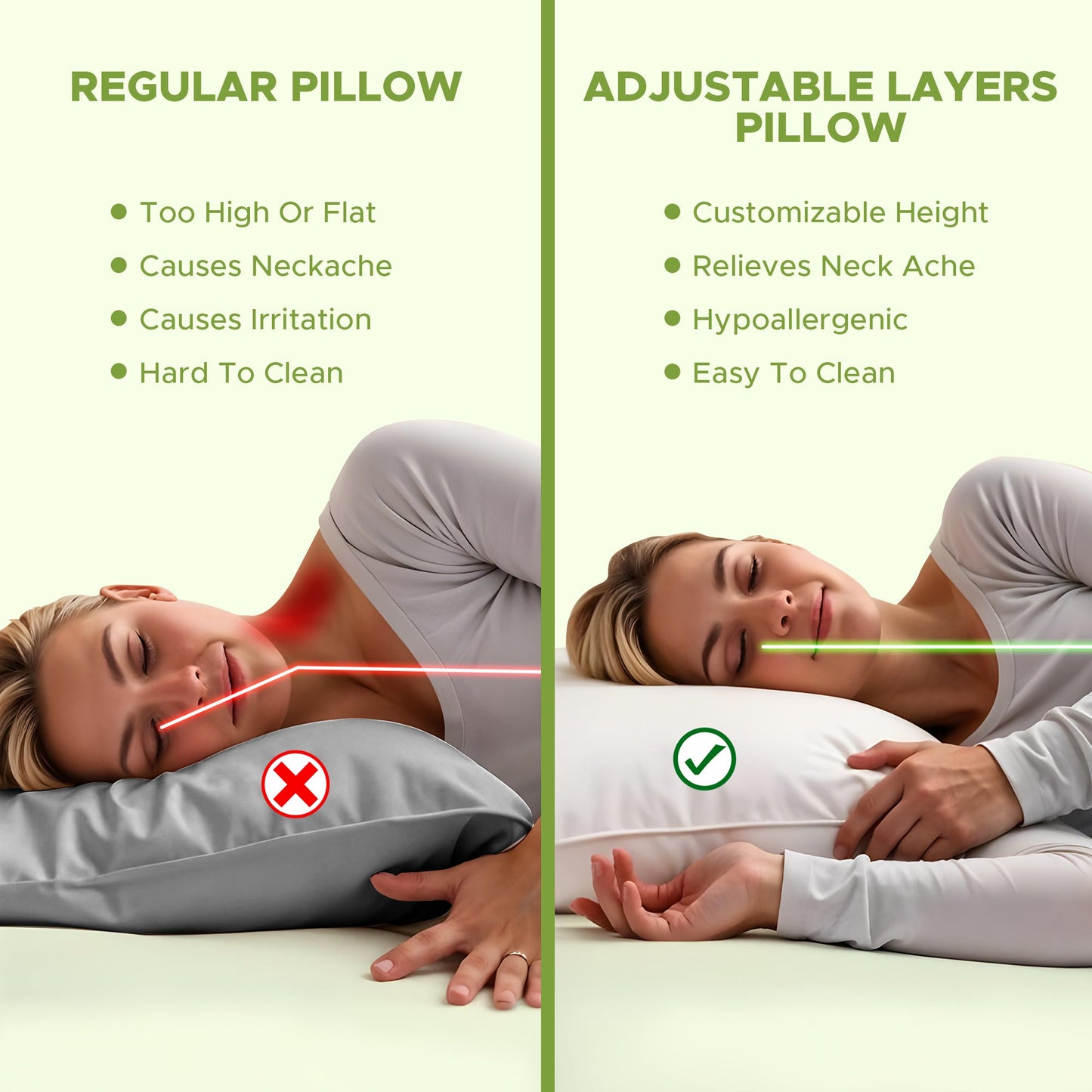 Adjustable layer pillow customizable loft for every sleeper