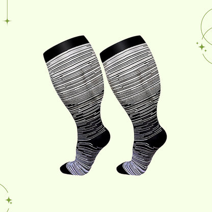 Wide calf knee-high compression socks pair