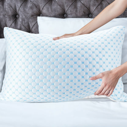 Cooling sleep setup pillow and cooling pillowcase