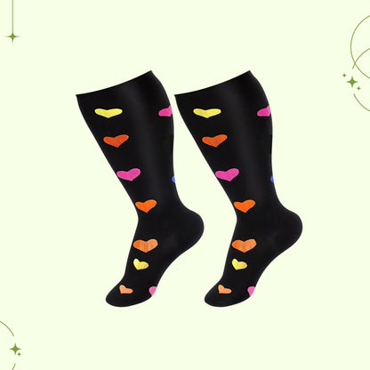 Wide calf knee-high compression socks pair