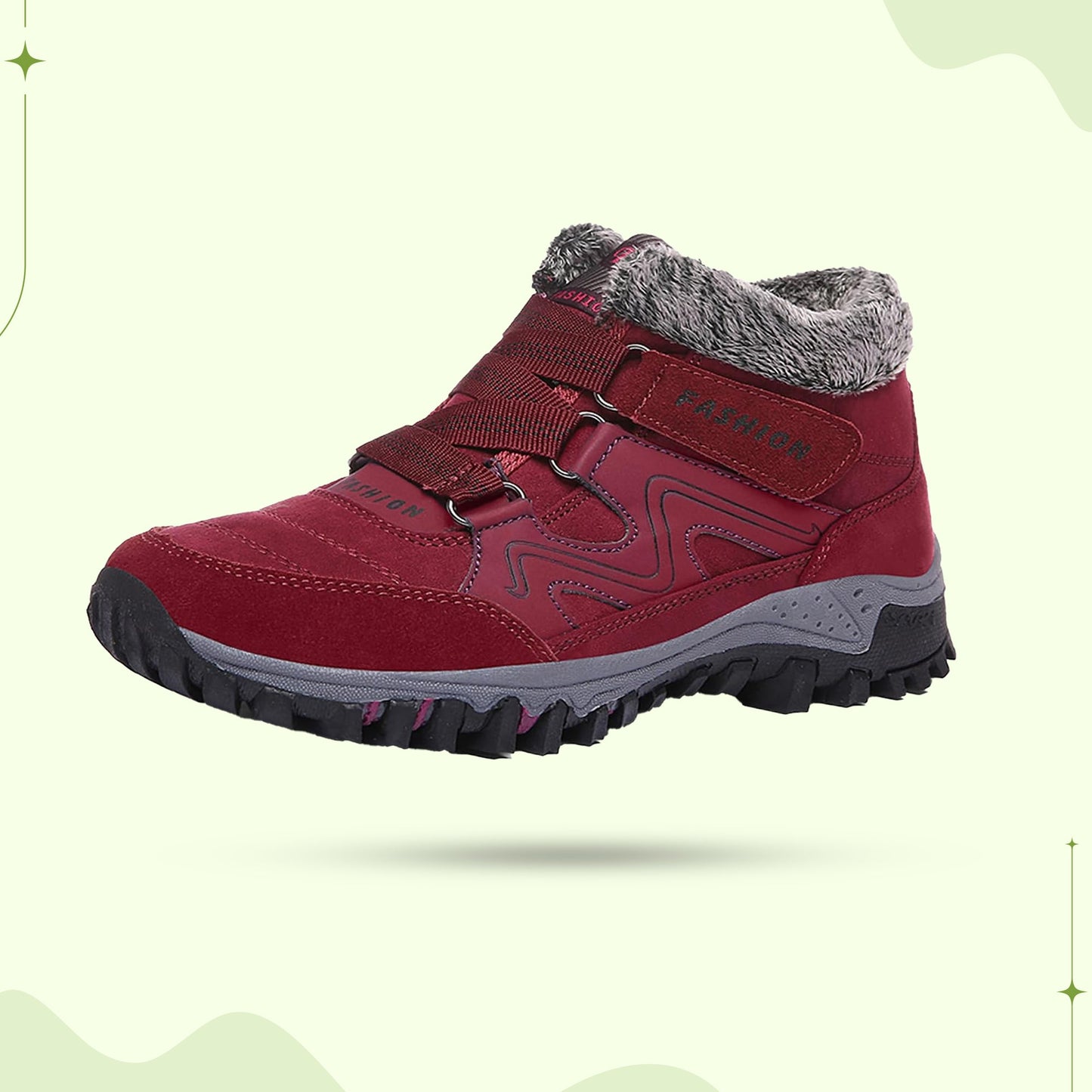 Women's fur-lined winter walking and trekking shoes
