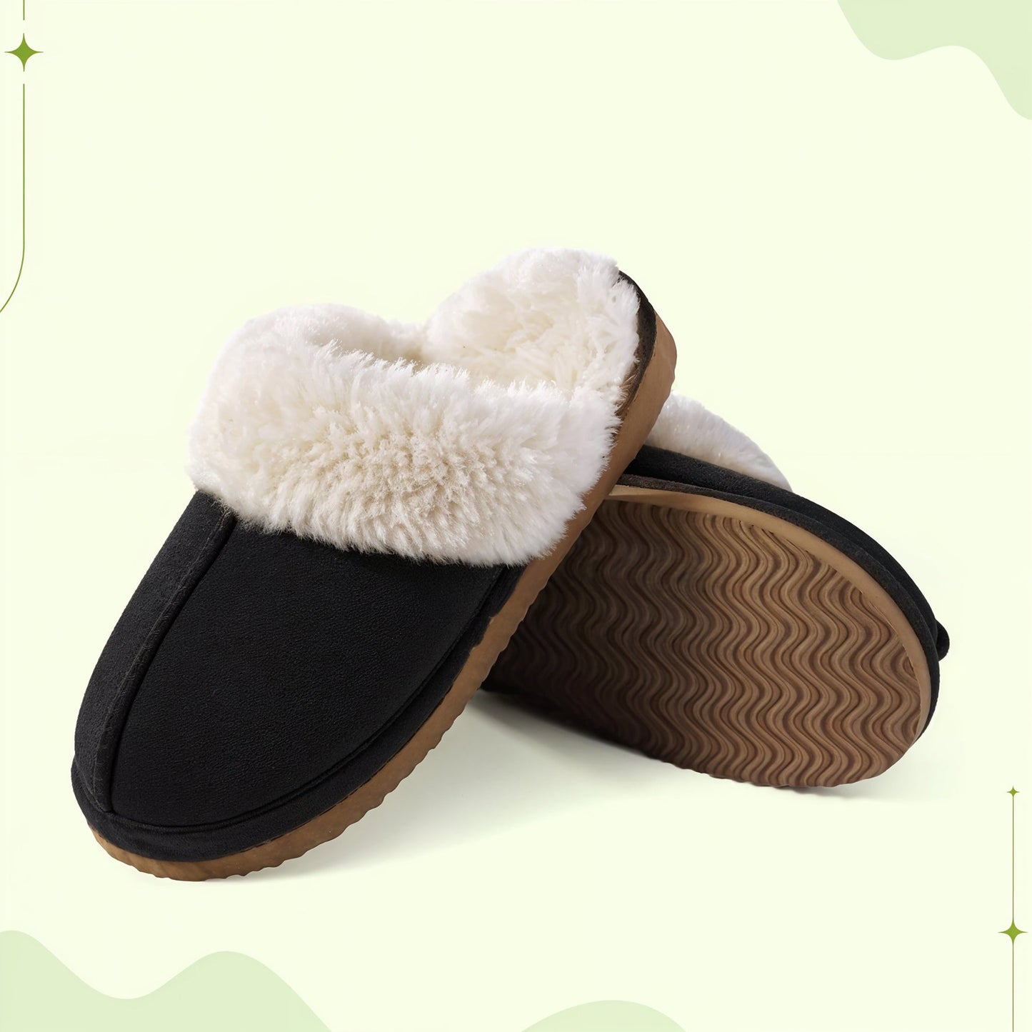 Comfy wool slippers with suede upper