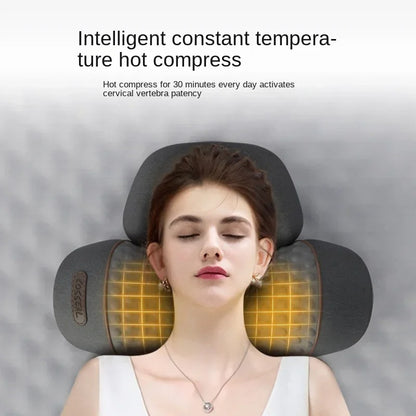 Heated neck and back shiatsu massage pillow