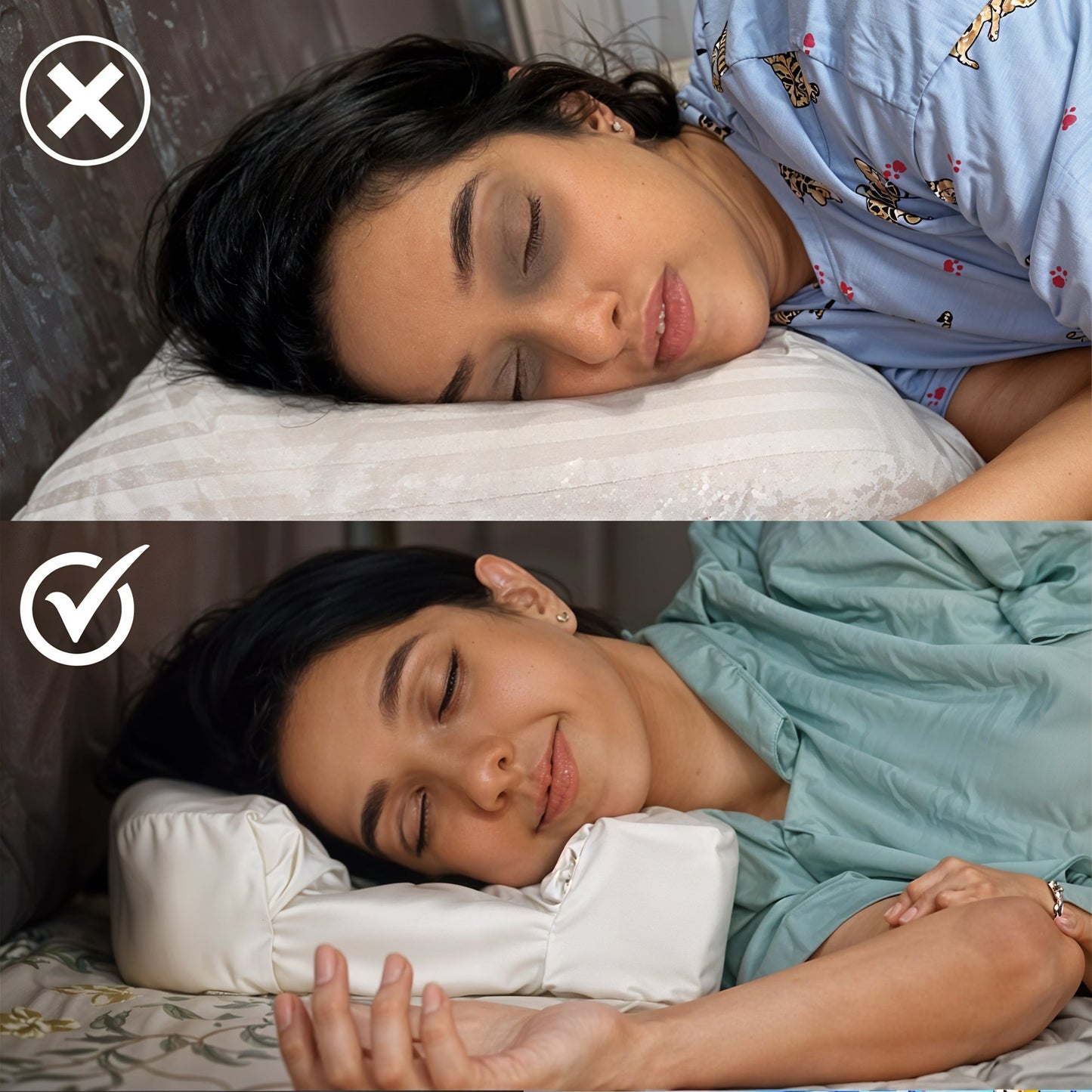 2-in-1 anti-wrinkle beauty neck pillow with silk pillowcase