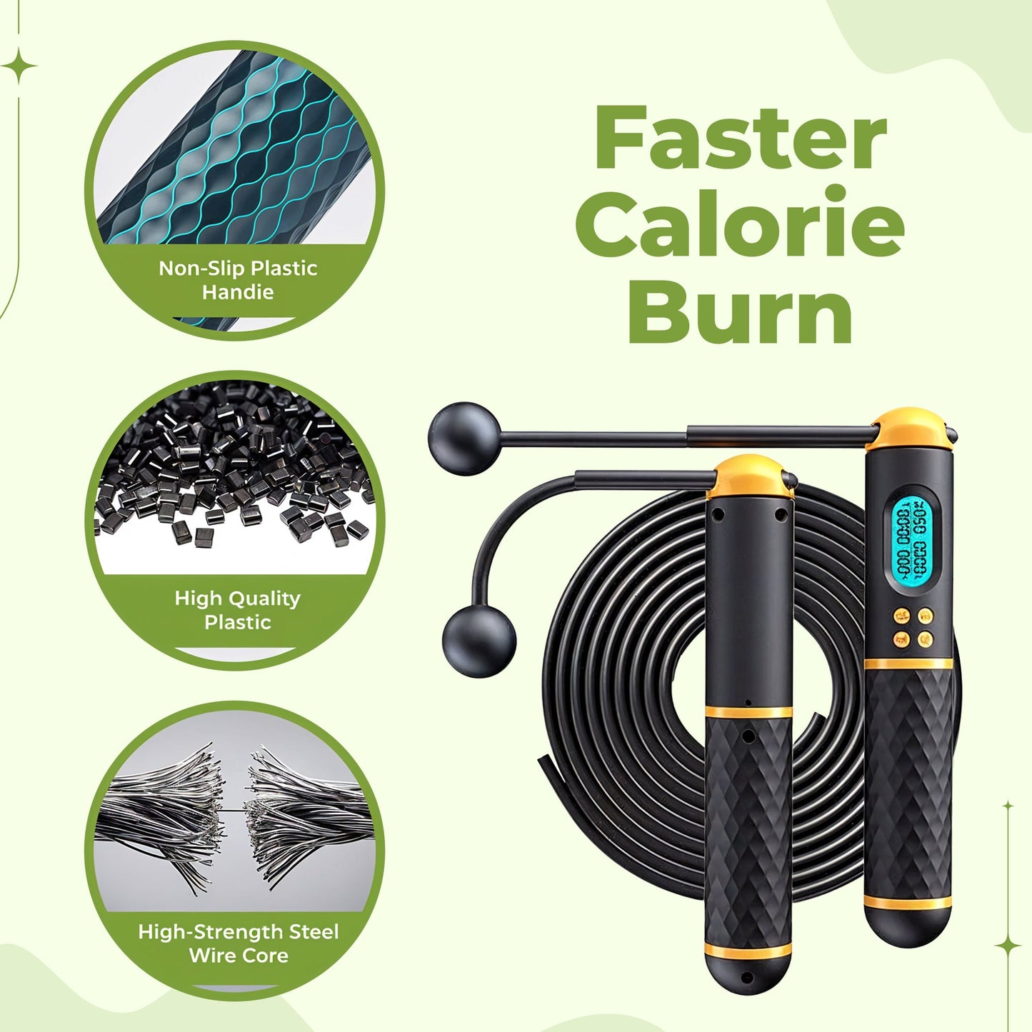 Smart digital counting jump rope with vibration reminder