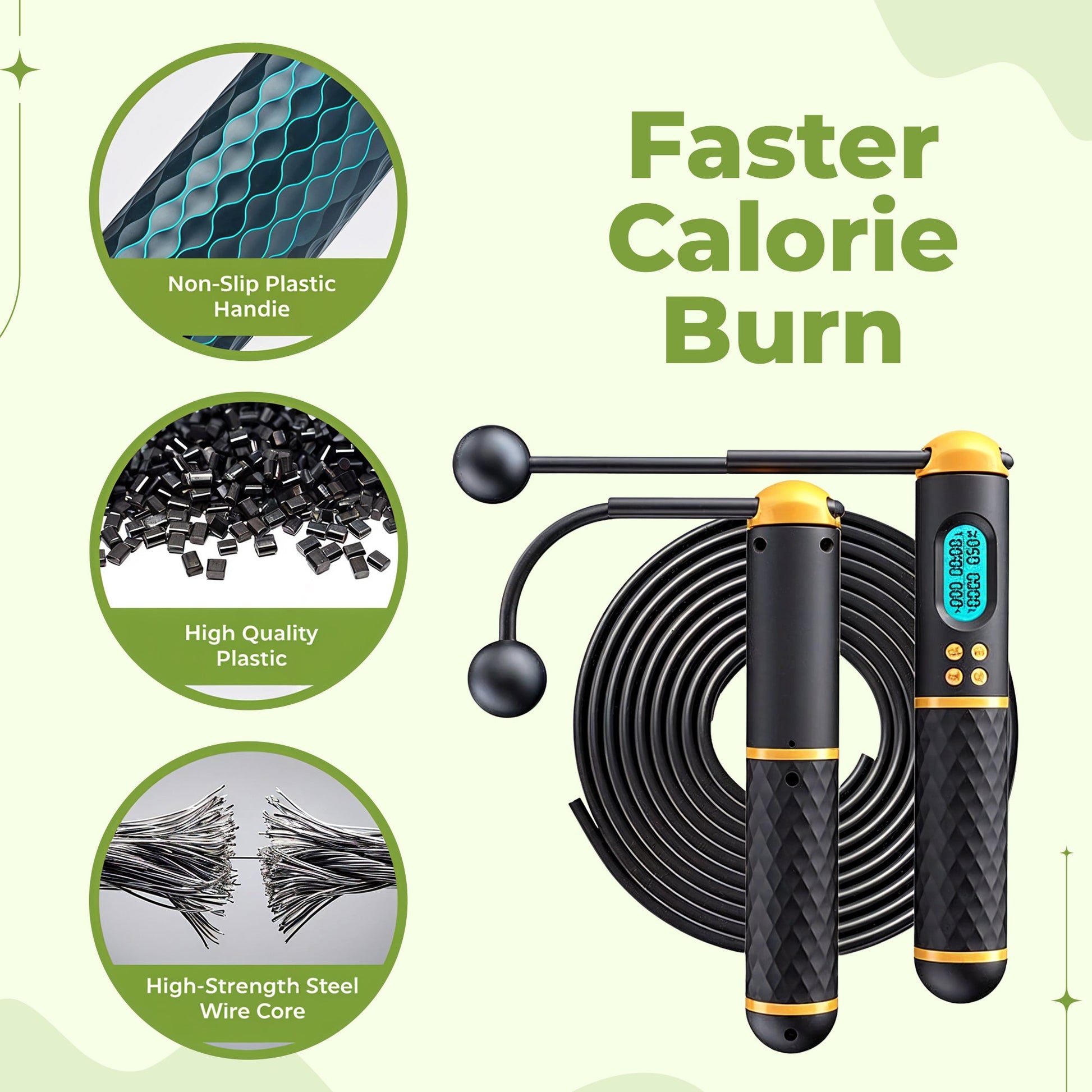 Smart digital counting jump rope with vibration reminder