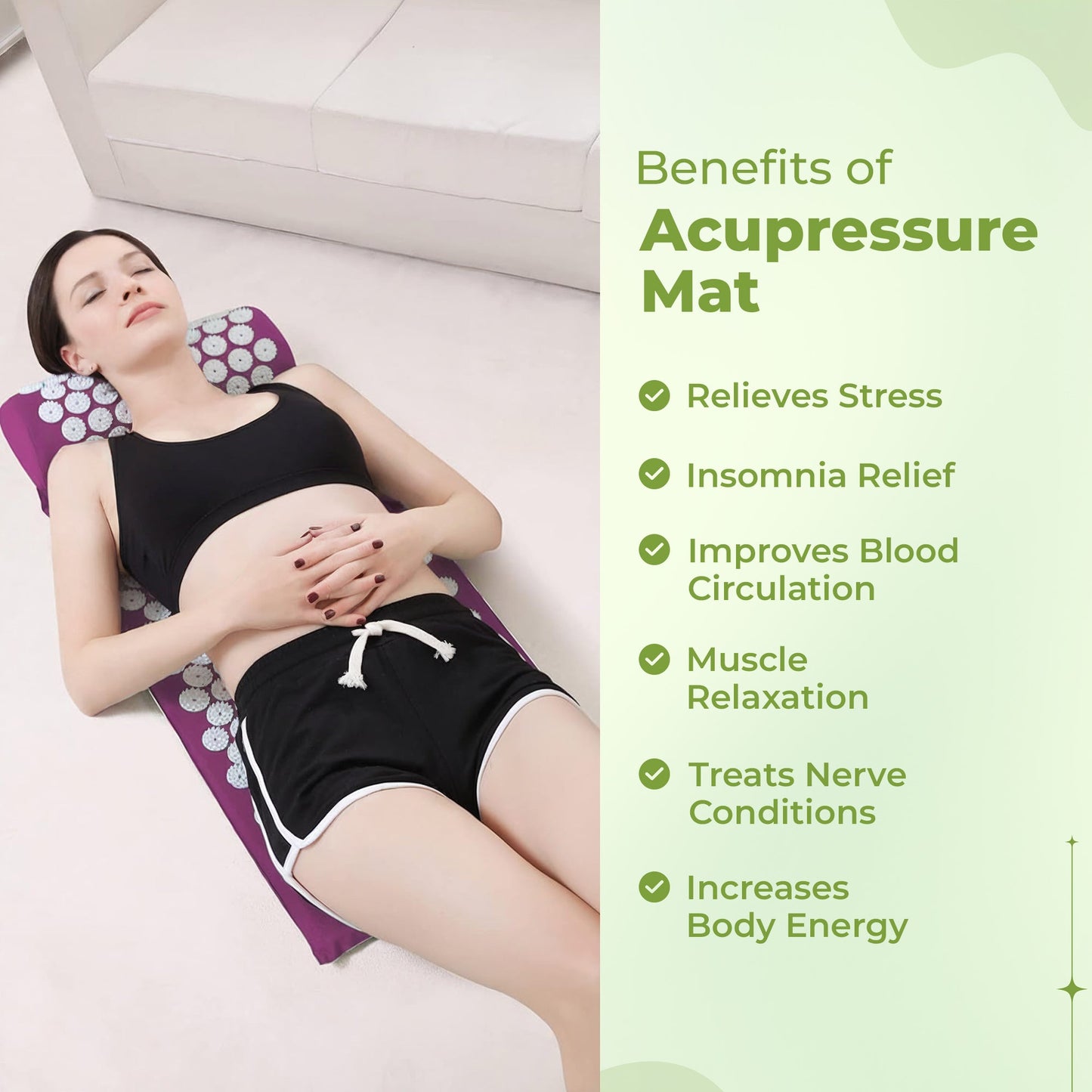 Acupressure mat and pillow set for relaxation