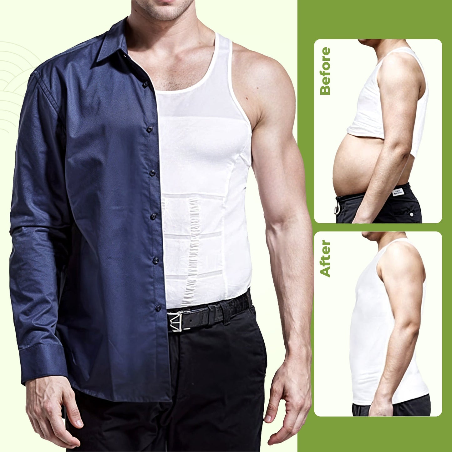 Men's slimming compression body shaper undershirt