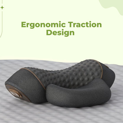 Neck and shoulder traction massager pillow