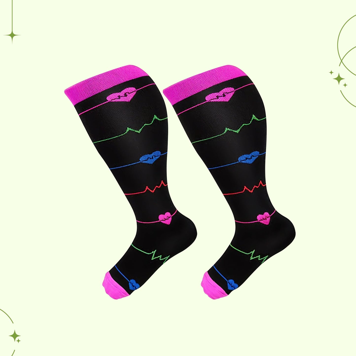 Wide calf knee-high compression socks pair