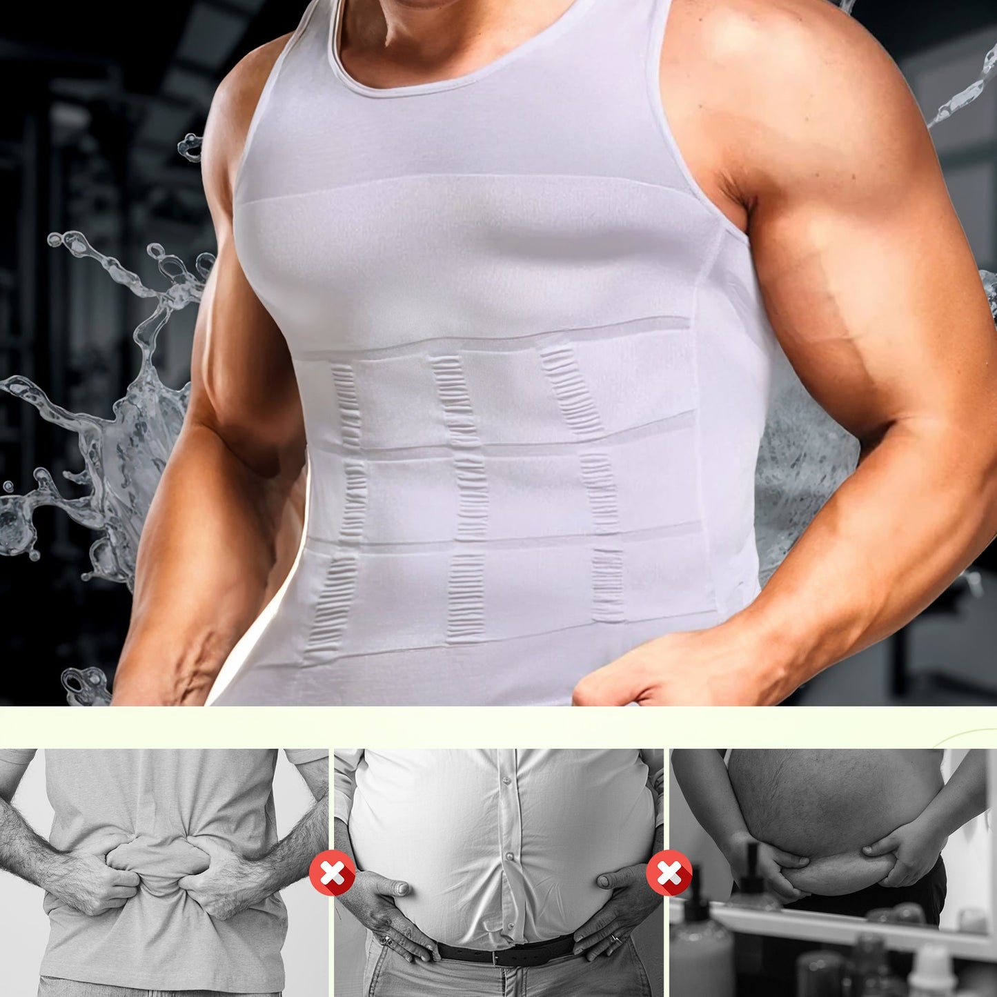 Men's slimming compression body shaper undershirt
