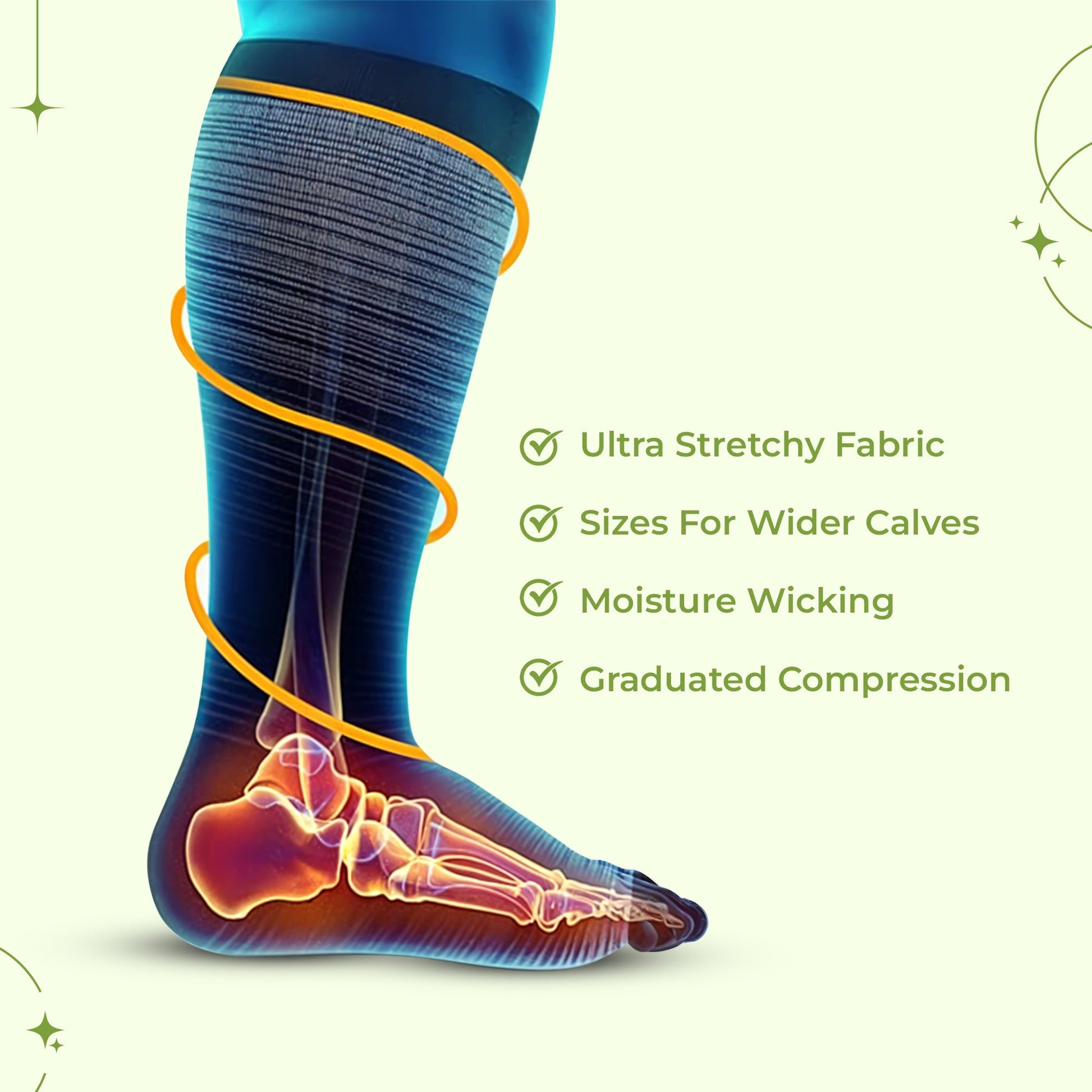 Wide calf knee-high compression socks pair