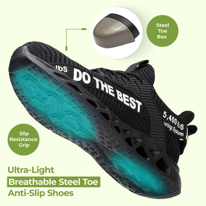 Ultra-light breathable steel toe anti-slip work shoes