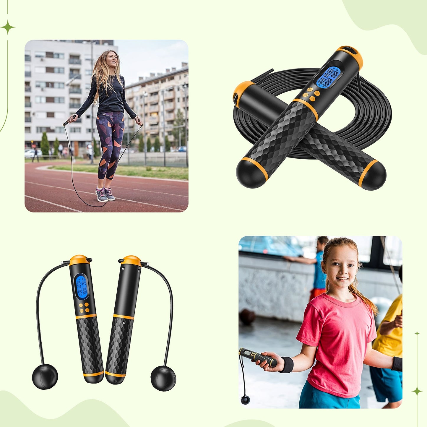Smart digital counting jump rope with vibration reminder