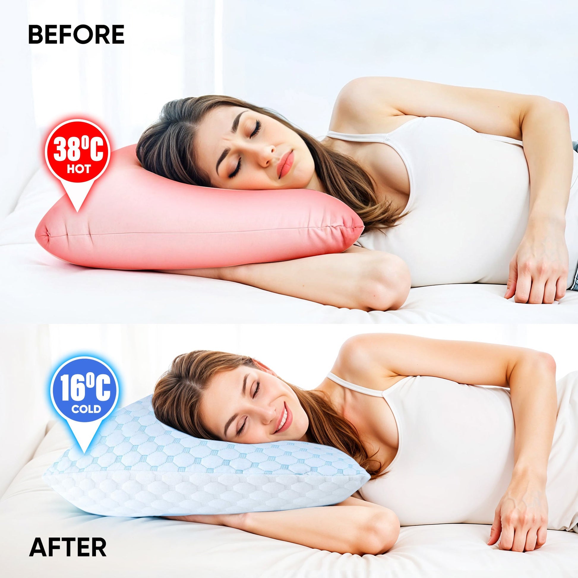 Cooling gel-infused pillow for hot sleepers