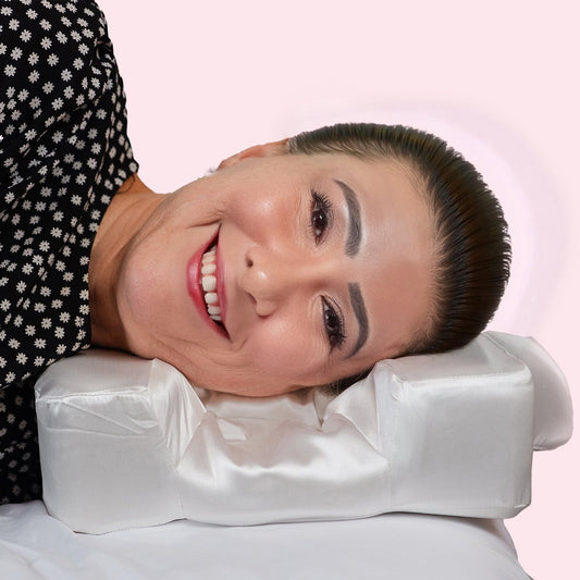 2-in-1 anti-wrinkle beauty neck pillow with silk pillowcase
