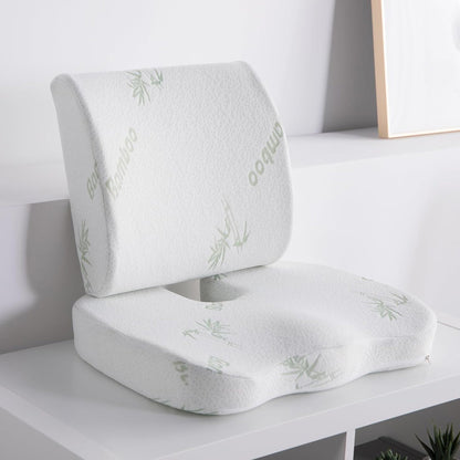 Lumbar back and seat cushion set for office chair support