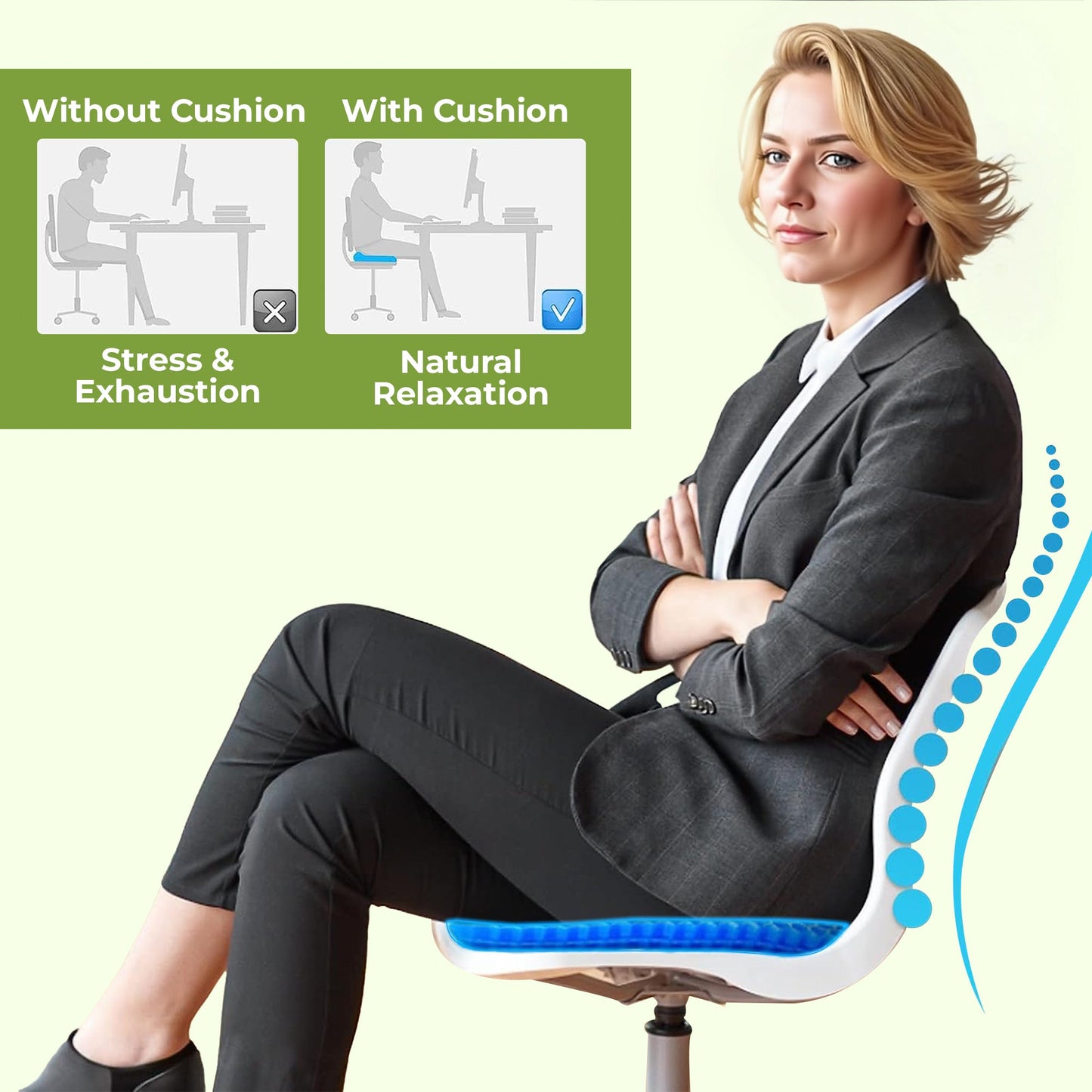 Honeycomb gel seat cushion for office and car
