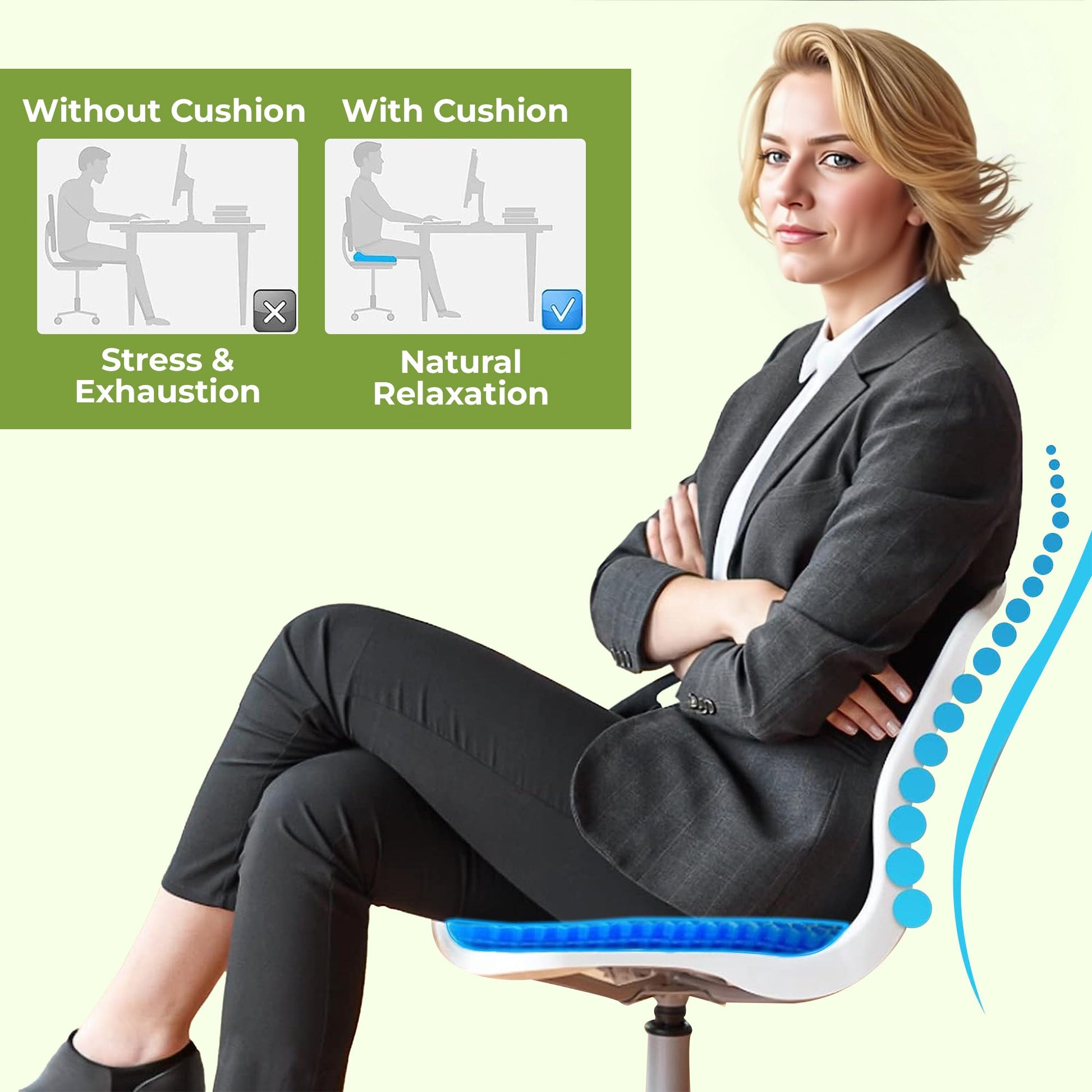 Honeycomb gel seat cushion for office and car