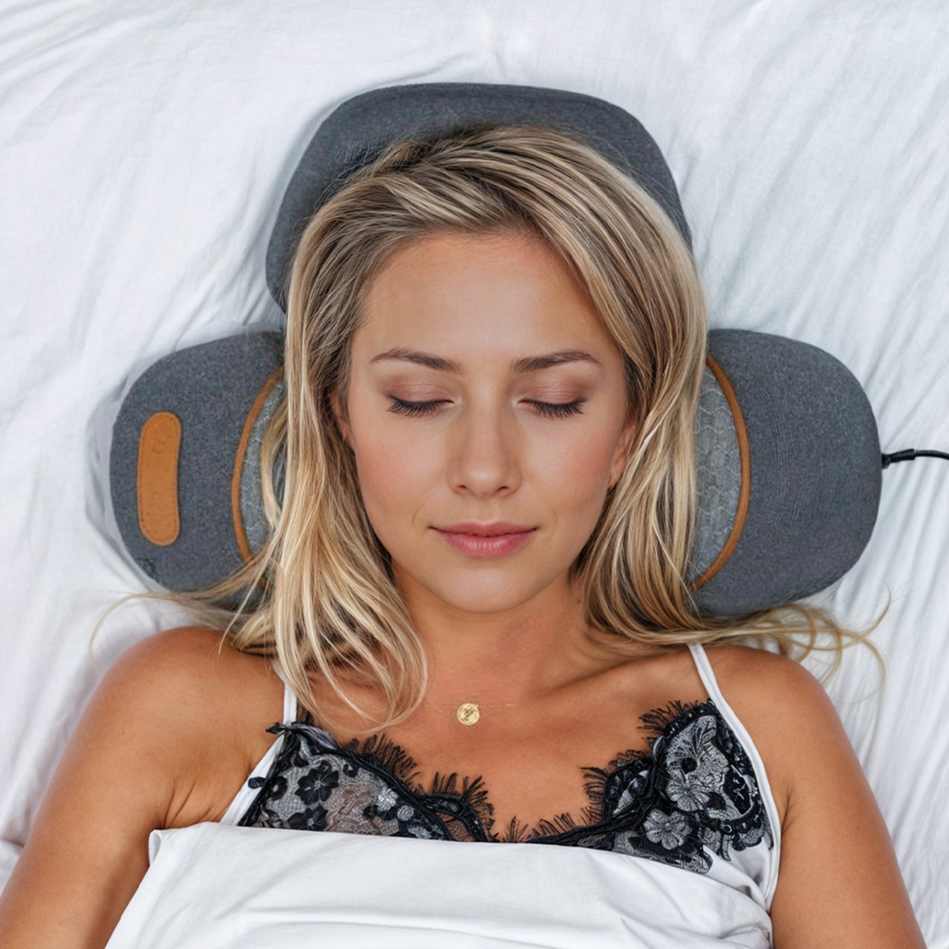 Neck and shoulder traction massager pillow