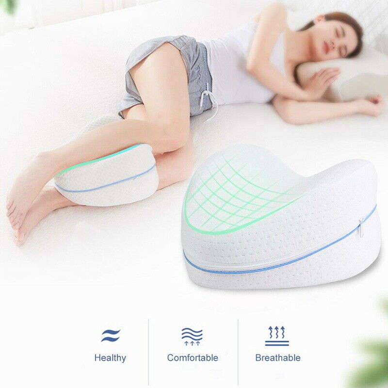 Memory foam orthopedic knee pillow for side sleepers and sciatica relief