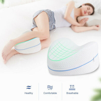 Memory foam orthopedic knee pillow for side sleepers and sciatica relief