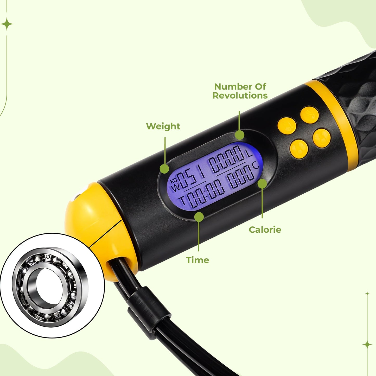 Smart digital counting jump rope with vibration reminder
