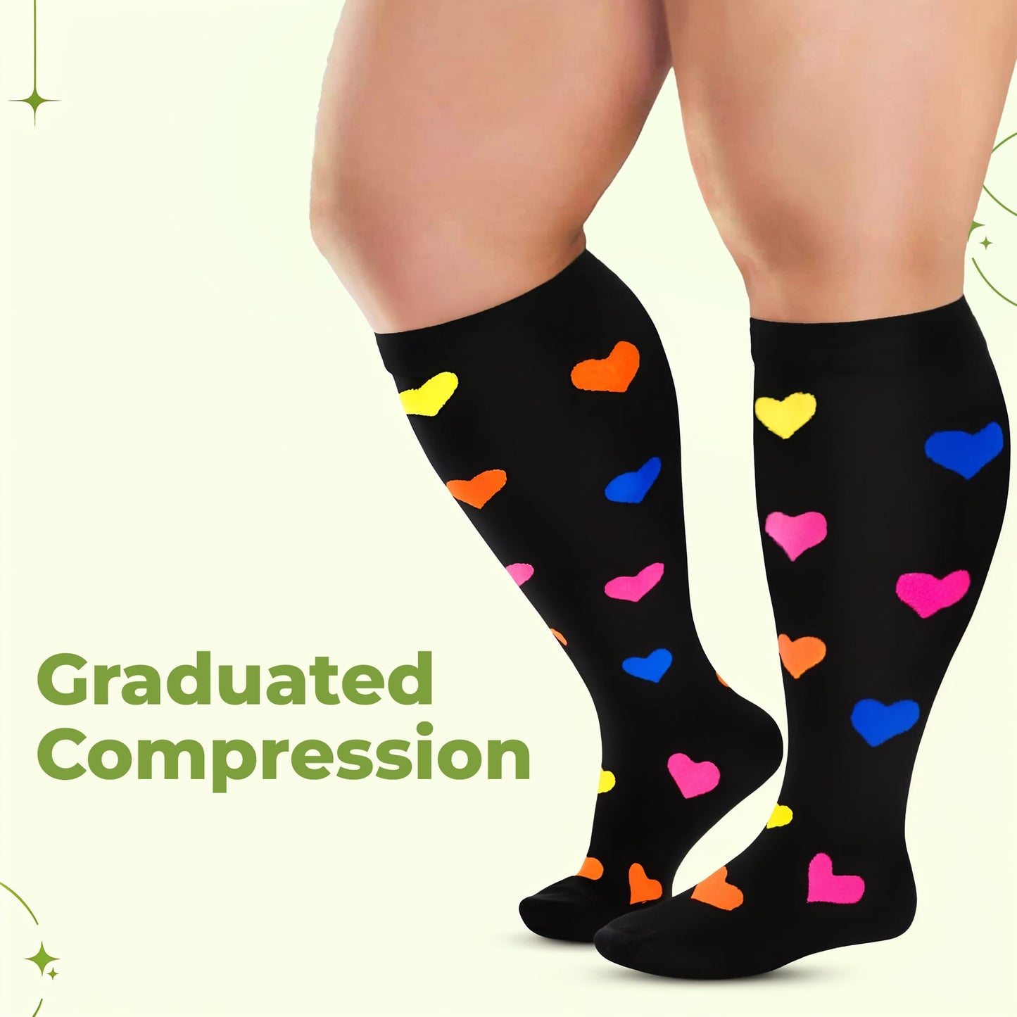 Wide calf knee-high compression socks pair